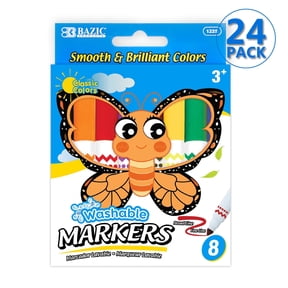 BAZIC Washable Markers 8 Color Jumbo Coloring Marker (8/Pack), 24-Packs