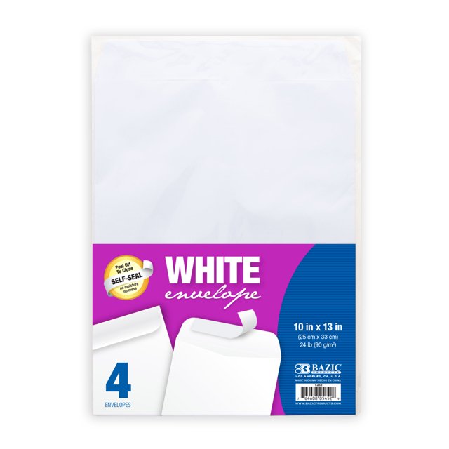 BAZIC Standard Office Supplies, White Catalog Mailing Envelope 10" x 13