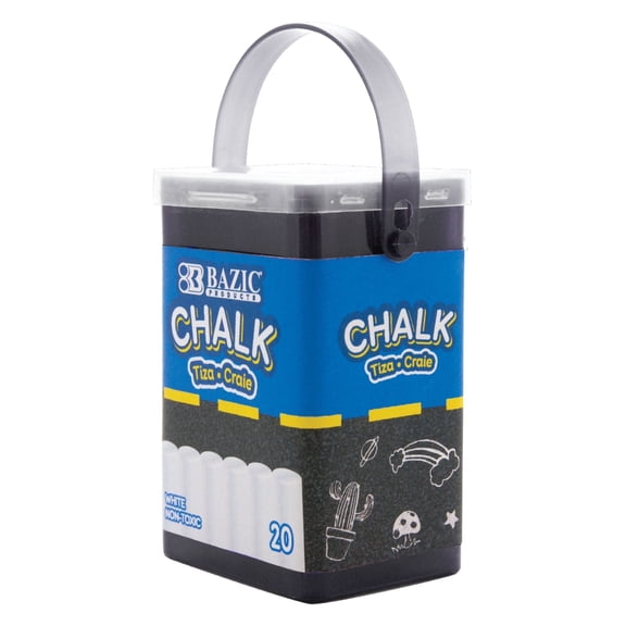BAZIC White Chalk, Standard Size Blackboard Chalkboard Chalks, Great Game Activity (20/Bucket)