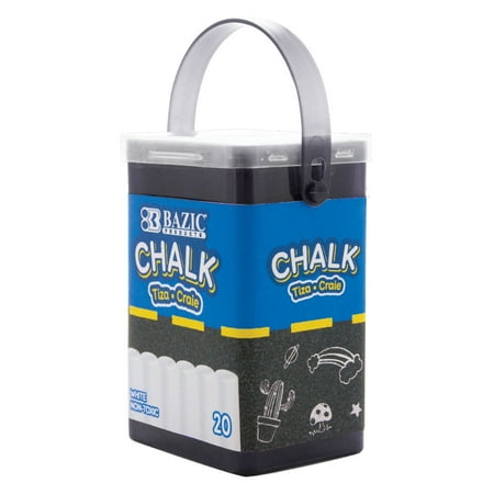 BAZIC White Chalk, Standard Size Blackboard Chalkboard Chalks, Great Game Activity (20/Bucket)