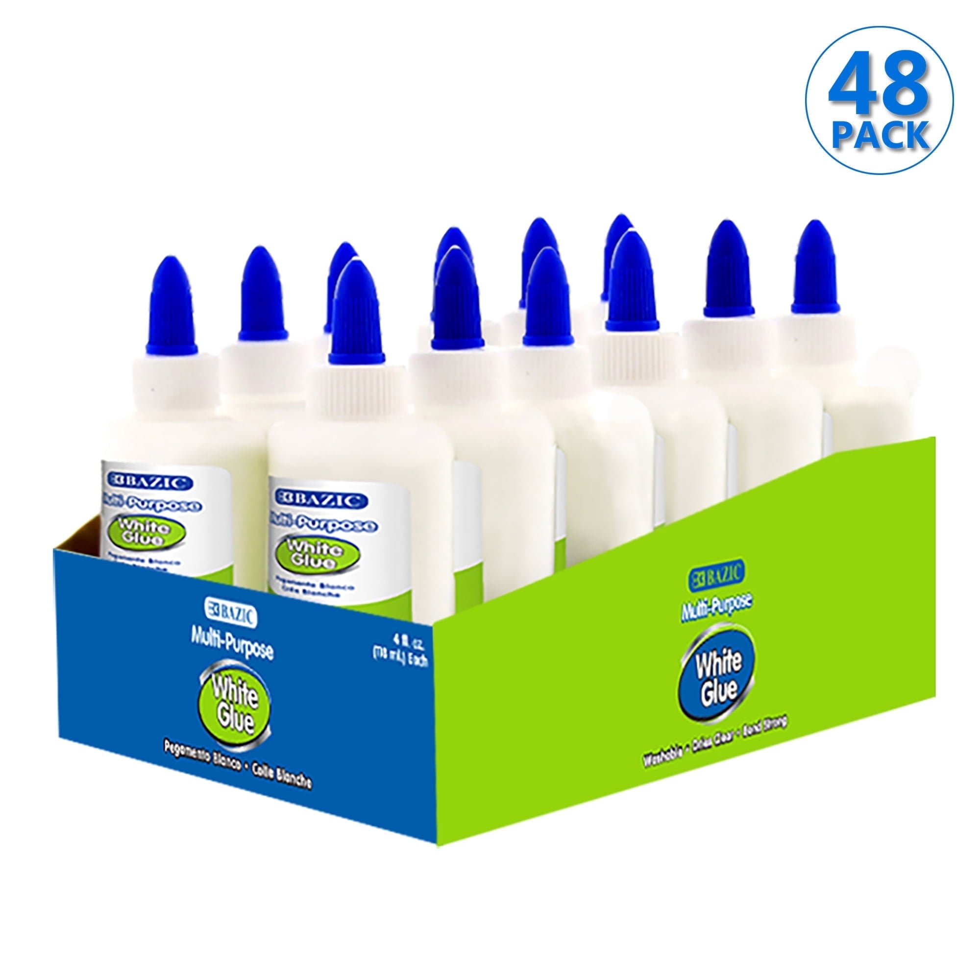 BAZIC White Glue 4Oz (118 mL), Adhesive Bond Slime Making, 48-Pack
