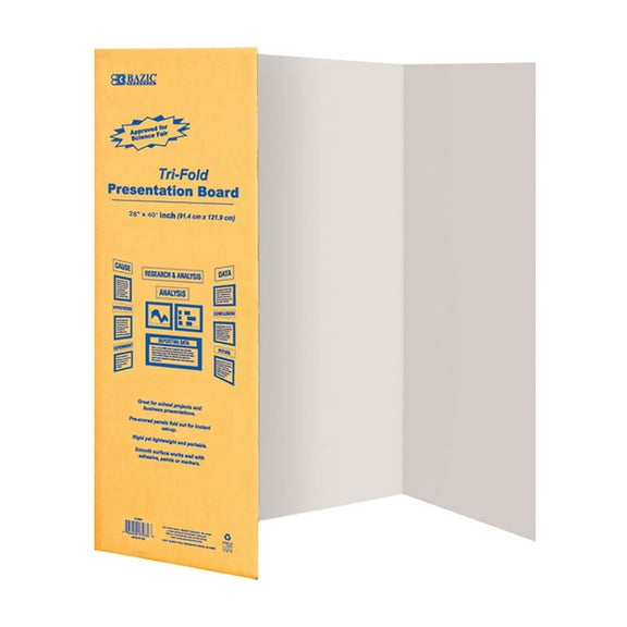 BAZIC White Tri-Fold Corrugated Presentation Board 28" X 40", 480-Count