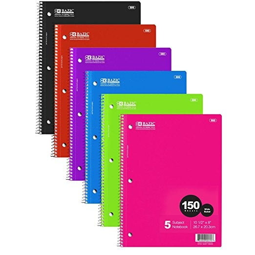 Bazic 580- 24 with R 150 Ct. 5- Subject Spiral Notebook (BAZC812)