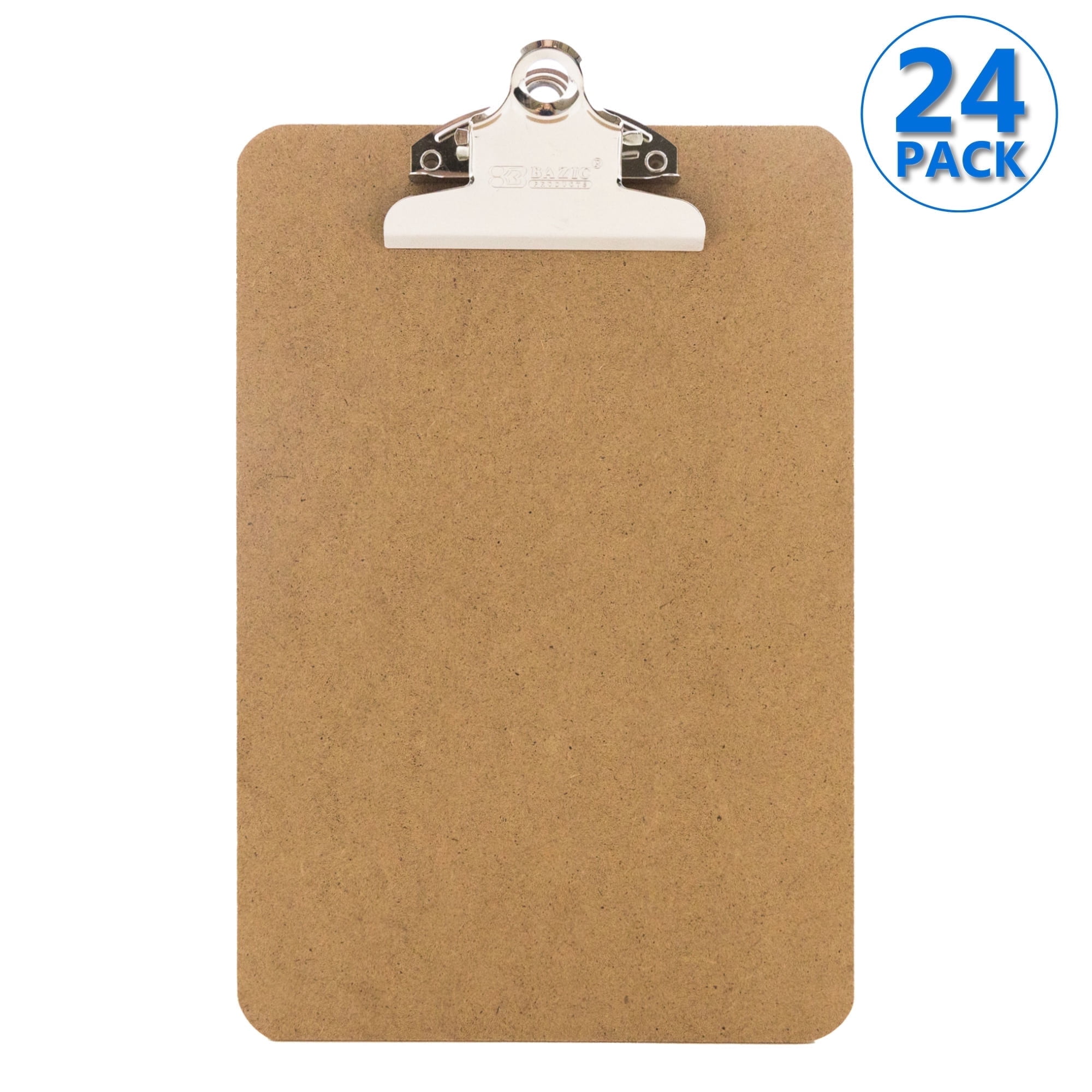 BAZIC Wood Clipboard Memo Size 9" x 6" w/Sturdy Spring Clip Board, 24-Pack