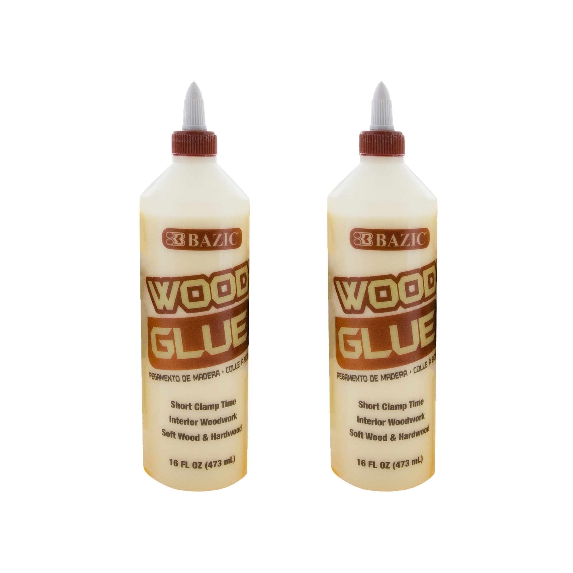 BAZIC Wood Glue 16 FL OZ (473 mL), Natural Color Super Strong Bond Adhesive, 2-Pack