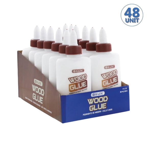 BAZIC Wood Glue 4Oz (118 mL), Natural Super Strong Bond Adhesive, 48-Pack