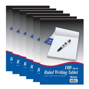 BAZIC Writing Pad 100 Sheets 6" X 9", Lined Ruled Memo Writing Notebook, 6-Pack