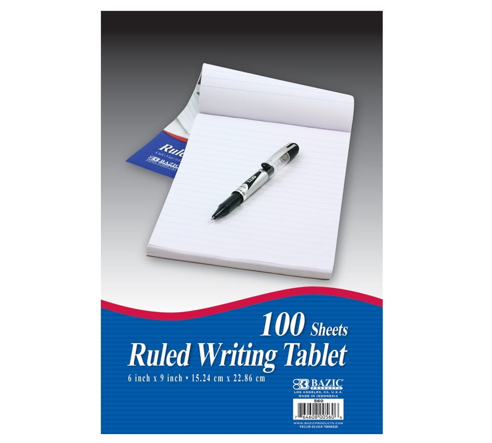 BAZIC Writing Pad 100 Sheets 6" X 9", Memo Writing Notebook, 48-Pack