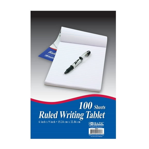 BAZIC Writing Pad 100 Sheets 6" X 9", Memo Writing Notebook, 48-Pack