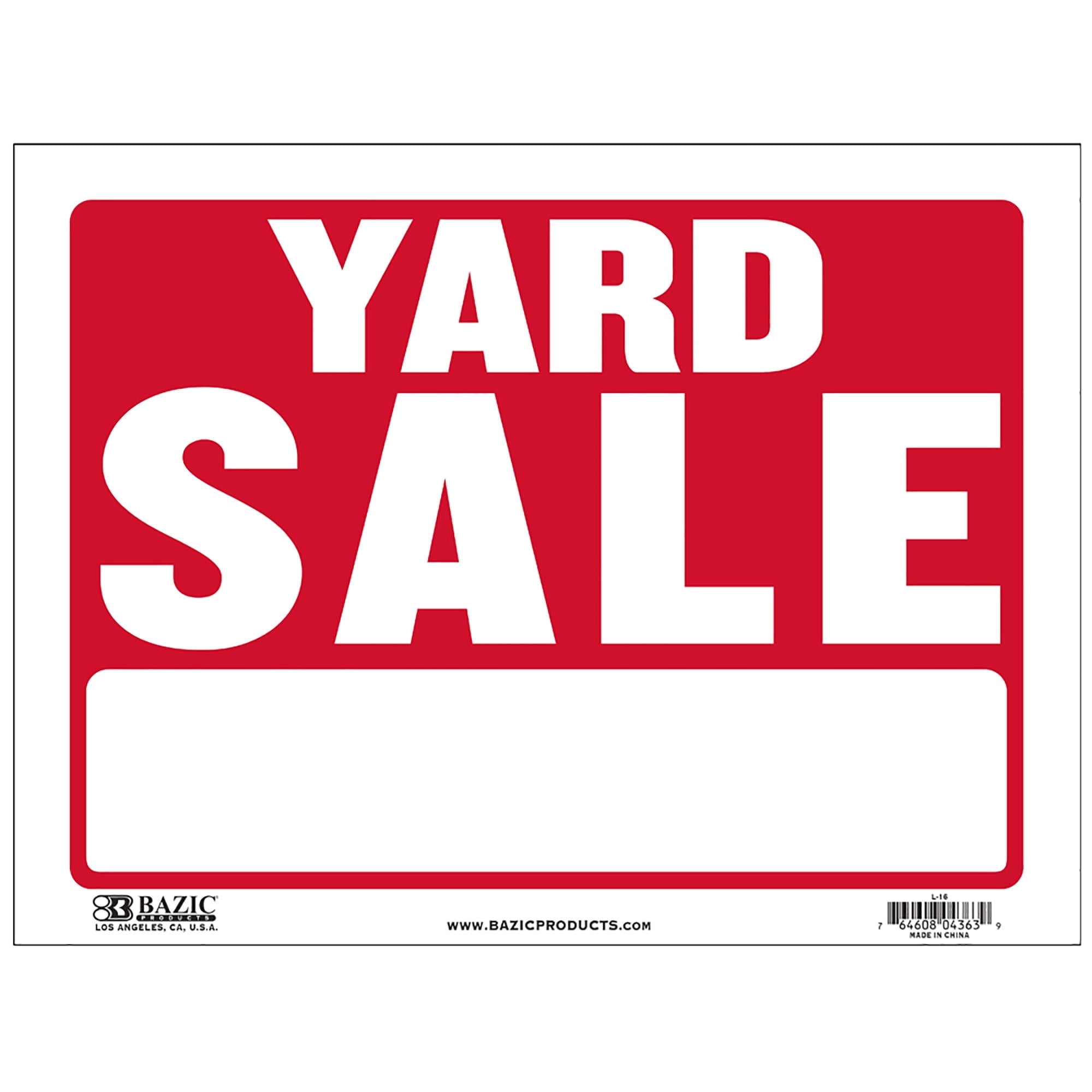 BAZIC Yard Sale Sign 12"x16", Waterproof Indoor Advertising Signage, 24-Pack