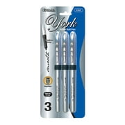 BAZIC York Black Color Rollerball Pen 0.7mm w/ Regulator, (3/Pack), 1-Pack