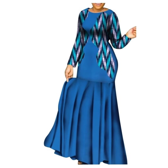 BAZINRICHE African Clothes for Couple African Clothing for Lovers Man's Woman's Long Party Maxi Dress