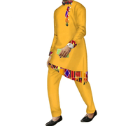 BAZINRICHE African Clothes for Men 2pcs Set Big and Tall Long Sleeve Shirt and Pants Dashiki African Mens Outfits