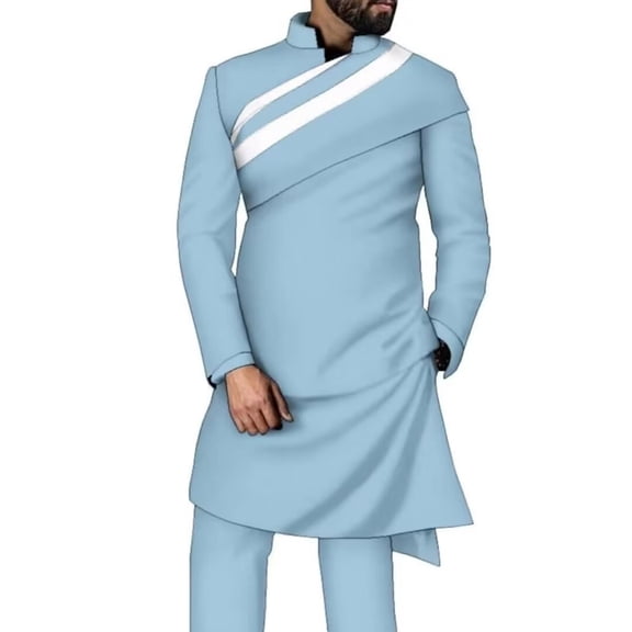 BAZINRICHE African Clothing Mens Suit Fashion Dashiki Shirts Long Sleeve and Trousers Party Wear African Clothes