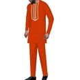 thumbnail image 1 of BAZINRICHE African Clothing for Men Long Sleeve Shirt Pants 2 pcs Sets Embroidered Dashiki Outfit Casual African Suits, 1 of 4
