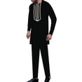 thumbnail image 1 of BAZINRICHE African Clothing for Men Long Sleeve Shirt Pants 2 pcs Sets Embroidered Dashiki Outfit Casual African Suits, 1 of 4