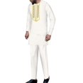 thumbnail image 1 of BAZINRICHE African Clothing for Men Long Sleeve Shirt Pants 2 pcs Sets Embroidered Dashiki Outfit Casual African Suits, 1 of 4