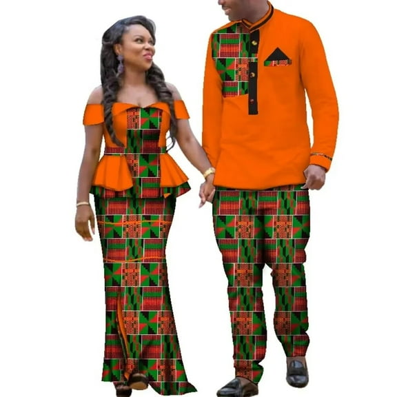 BAZINRICHE African Dashiki Clothes for Couple Patchwork Men Shirt Pant set Women Party Skirt set WYQ113