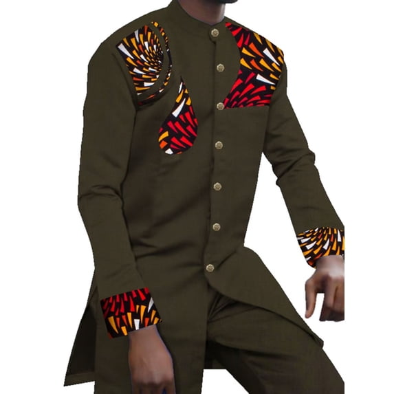 BAZINRICHE African Male Fancy Long top and Pant Set Wedding Banquet Robe sets WYNX771
