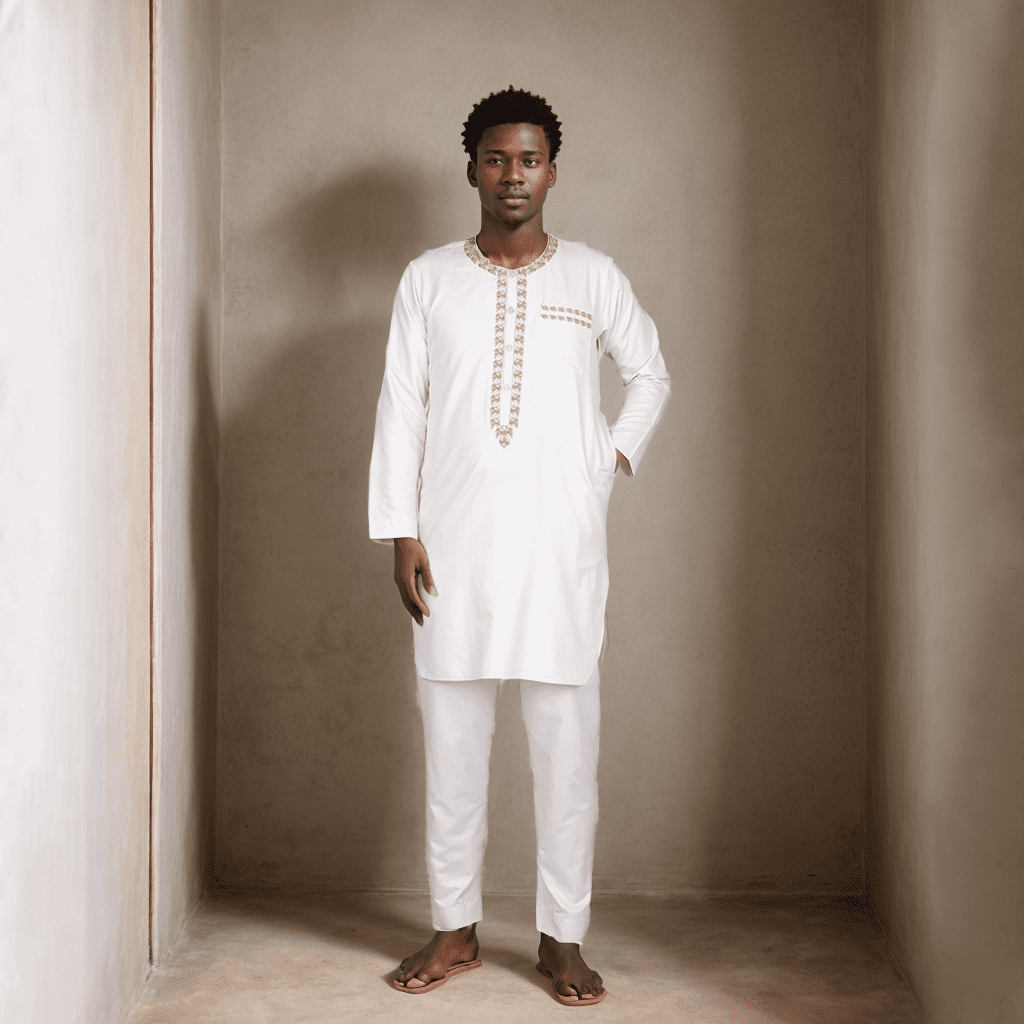BAZINRICHE African Men Causal Kaftan Robe Long Sleeve Thobe Saudi