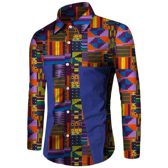 BAZINRICHE African Men Long Sleeve Shirts Top Causal Party Shirt WYN350