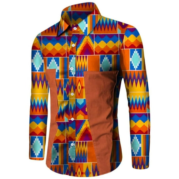 BAZINRICHE African Men Long Sleeve Shirts Top Causal Party Shirt WYN350