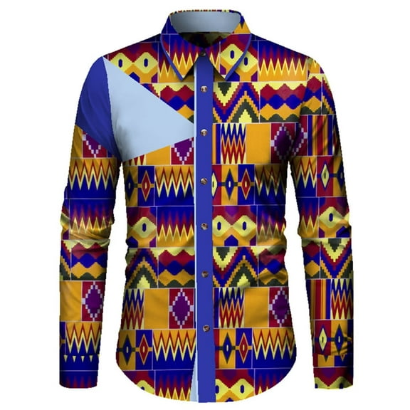 BAZINRICHE African Men Traditional Long Sleeve Shirt Tops Causal Party Dashiki Shirts WYN913