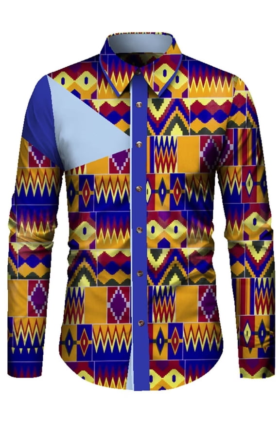 African Men Traditional Long Sleeve Shirt Tops Causal Party Dashiki Shirts WYN913