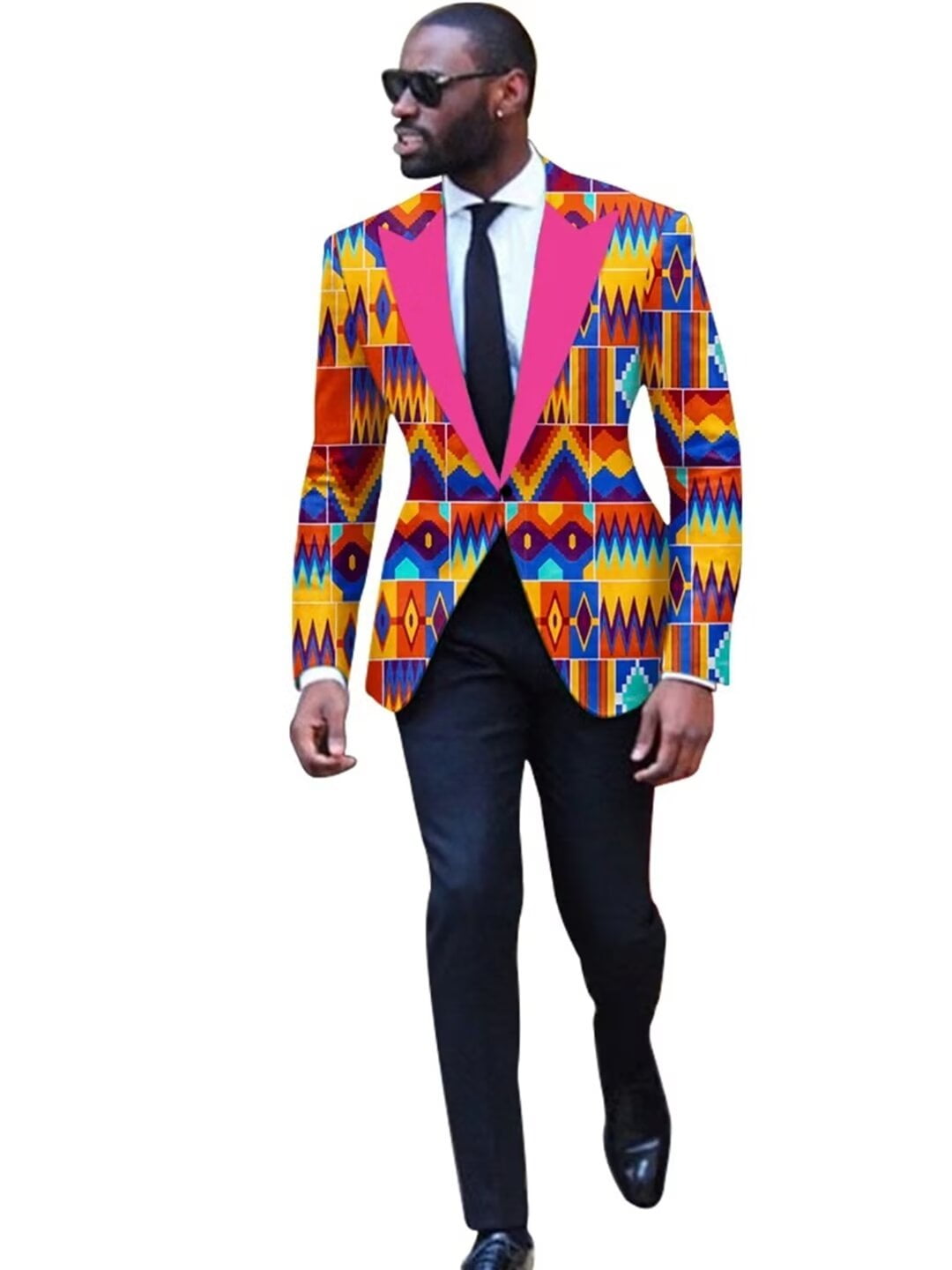 African Women’s 2-Piece Ankara Outfit – Blazer Top & Shorts Set, Dashiki Print Casual Tracksuit