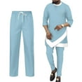 thumbnail image 1 of BAZINRICHE African Mens Clothing Dashiki 3/4 Sleeve Shirts Robe and Pants 2 Piece Set Tracksuit Outfits, 1 of 5