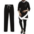 thumbnail image 1 of BAZINRICHE African Mens Clothing Dashiki 3/4 Sleeve Shirts Robe and Pants 2 Piece Set Tracksuit Outfits, 1 of 5