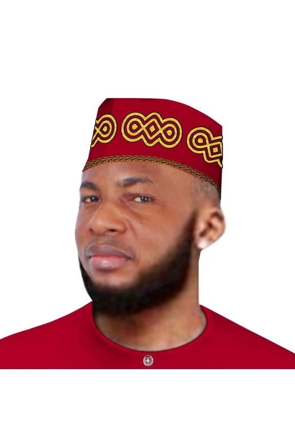 African Mens Embroidery Kufi Hat Cotton Hats Muslim Prayer Cap Men Hat Accessory