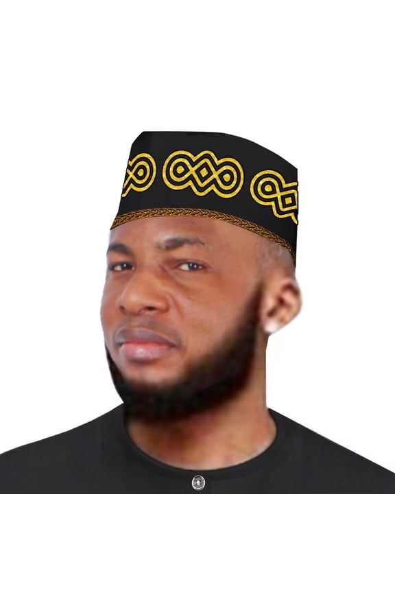 African Mens Embroidery Kufi Hat Cotton Hats Muslim Prayer Cap Men Hat Accessory