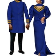 BAZINRICHE African Traditional Couple Clothing Ankara Mens Blazer Coat and Women Maxi Dresses WYQ713