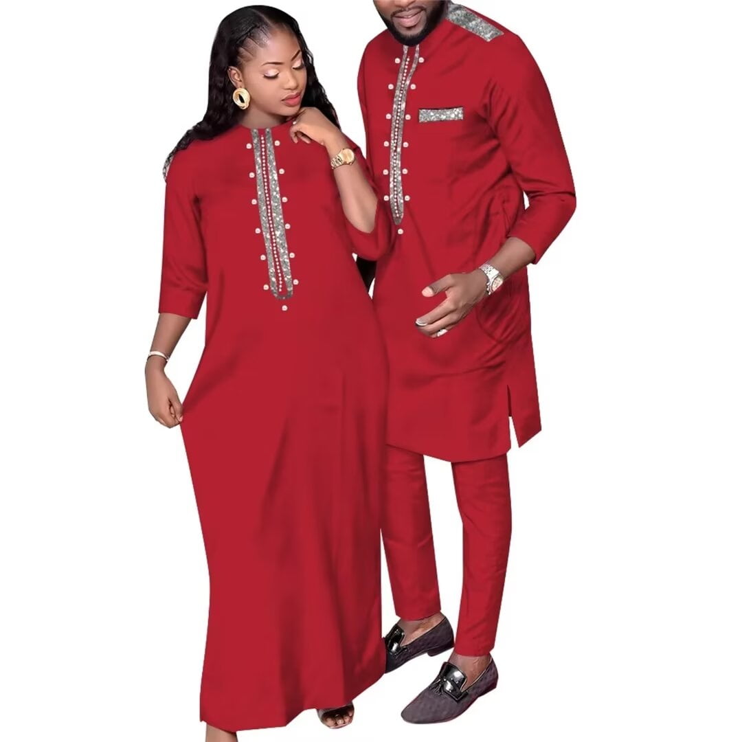 BAZINRICHE African Traditional Couple Clothing Maxi Dresses Dashiki Men