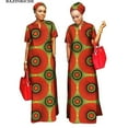 thumbnail image 1 of BAZINRICHE African Women Clothing O-neck Cotton Robe Long Dresses Free Head Scarf Lady Maxi Size, 1 of 5