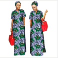thumbnail image 1 of BAZINRICHE African Women Clothing O-neck Cotton Robe Long Dresses Free Head Scarf Lady Maxi Size, 1 of 2