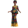 thumbnail image 1 of BAZINRICHE African Women's Sexy Slim Long Dresses with Headscarf African Printed Traditional Evening Gowns, 1 of 2
