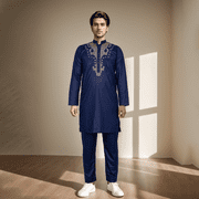 BAZINRICHE Arab Big and Tall African Mens Long Sleeve Thobe Tops Pants Suis set