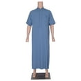 thumbnail image 1 of BAZINRICHE Arab Big and Tall Men's Robe Half Sleeve Thobe Tops Caftan Stand Neck, 1 of 5