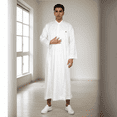 thumbnail image 1 of BAZINRICHE Arab Big and Tall Men's Robe Long Sleeve Thobe Tops Caftan, 1 of 5