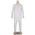 thumbnail image 1 of BAZINRICHE Arab Big and Tall Men's Robe Tops and Pant set African men long Sleeve Thobe Caftan Trousers, 1 of 5
