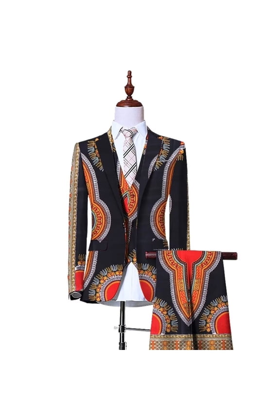 Fancy Blazer Suit Jackets Vest Pants Set Formal Coat Dashiki Party African Men Clothes