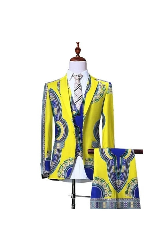 Fancy Blazer Suit Jackets Vest Pants Set Formal Coat Dashiki Party African Men Clothes