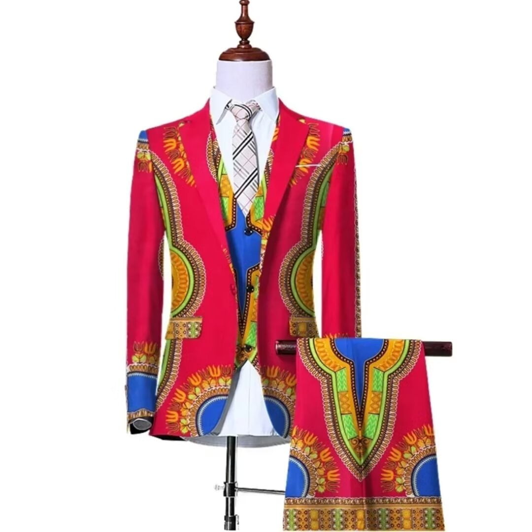 BAZINRICHE Fancy Blazer Suit Jackets Vest Pants Set Formal Coat Dashiki ...