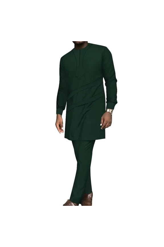 Long Sleeve African Shirts and Pants African Mens Clothes 2pcs Set Dashiki Outfits Patchwork African Attire