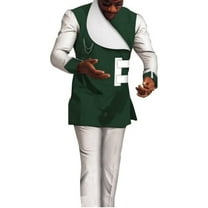 BAZINRICHE Men African Clothing 2 Piece Set African Top and Pants Casual African Outfits for Men Patchwork African Mens Attire