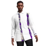 BAZINRICHE Mens Dashiki Shirt African Tribal Graphic Patchwork Design Slim Fit Long Sleeve Button up Mandarin Collar Shirts
