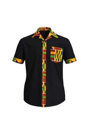 Traditional African Mens Short Sleeve Shirts Dashiki Men Kente Print T Shirt