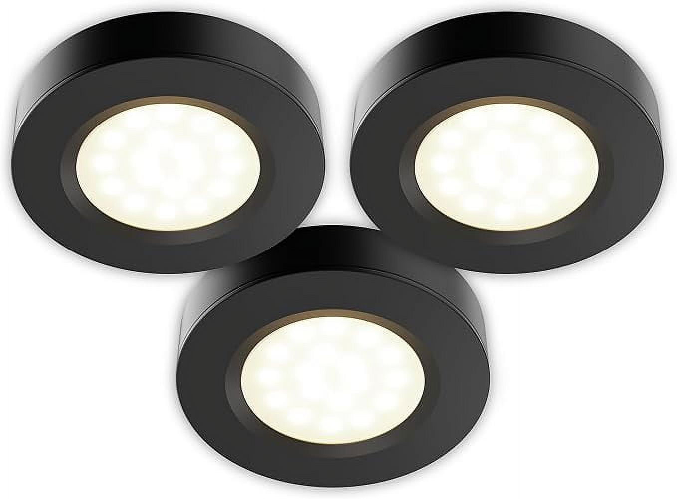 Black Acrylic LED Under Cabinet Puck Lights, 3-Pack